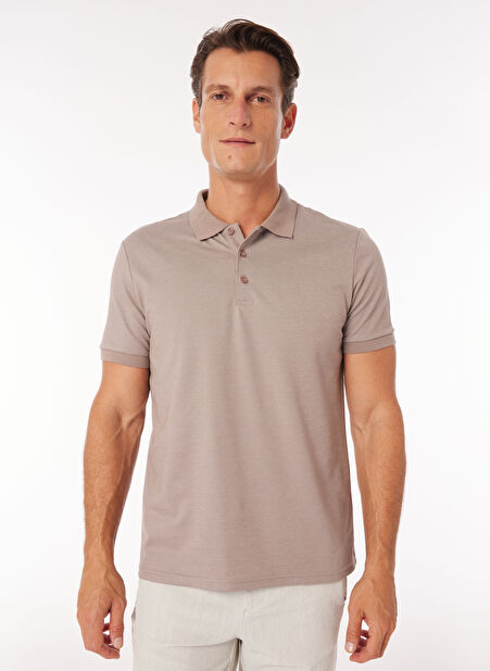 Fabrika Düz Bej Erkek Polo T-Shirt F4SM-TST 0942 -1