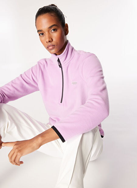 Lila Kadın Dik Yaka Basic Polar Sweatshırt D4WL-SWT3929 -1