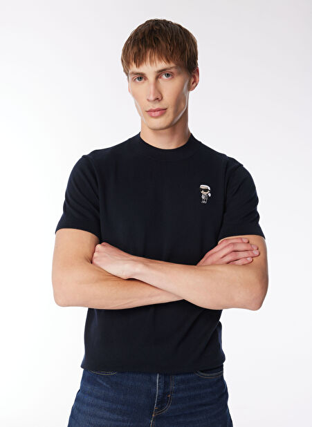 KARL LAGERFELD Bisiklet Yaka Lacivert Erkek T-Shirt 655007542398 -1