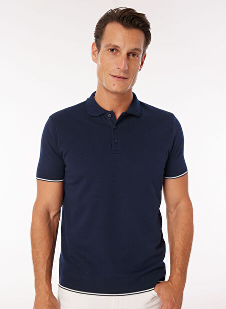 E 4.0 Design Studio x Fabrika Düz Lacivert Erkek Polo T-Shirt F4SM-TST F40 -1
