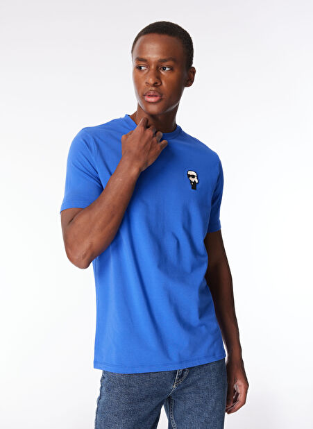 KARL LAGERFELD Bisiklet Yaka Mavi Erkek T-Shirt 755027542221 -1