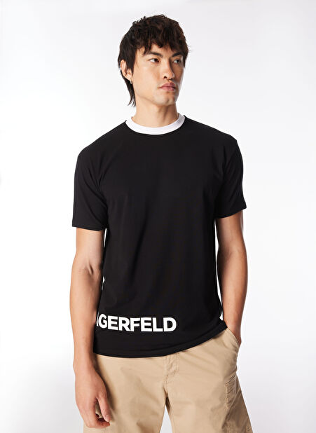 KARL LAGERFELD Bisiklet Yaka Siyah Erkek T-Shirt 755225542221 -1