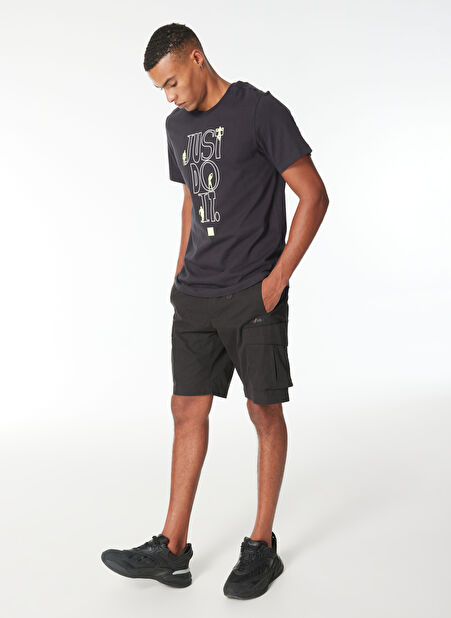 After Label Siyah Erkek Kargo Şort MOSCAPC046-_BERMUDA UOMO -1