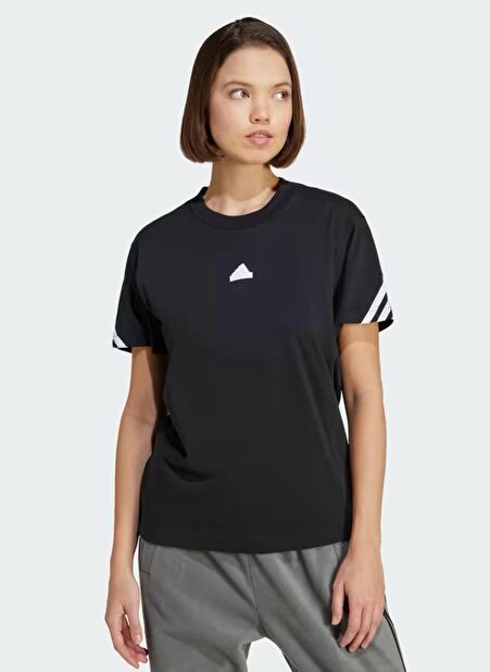 IW4563 W FI 3S TEE Siyah Kadın Yuvarlak Yaka Normal Kalıp T-Shirt -1