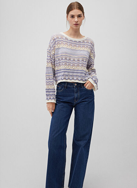 Kadın Mor Bisiklet Yaka Loose Fit Kazak M1710154-70538 -1
