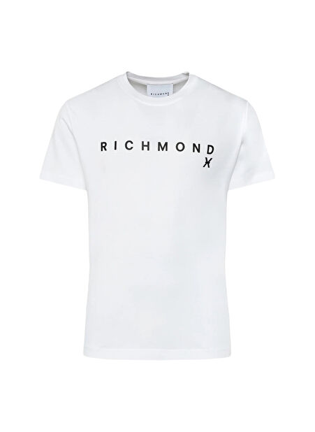 John Richmond Bisiklet Yaka Beyaz Erkek T-Shirt UMP24004TS -1