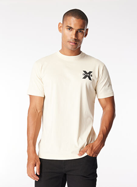 John Richmond Bisiklet Yaka Kırık Beyaz Erkek T-Shirt UMP24057TS -1