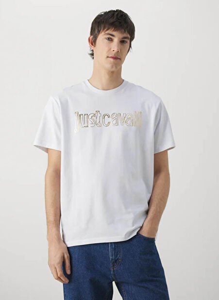 Just Cavalli Bisiklet Yaka Beyaz Erkek T-Shirt 76OAHG15 -1
