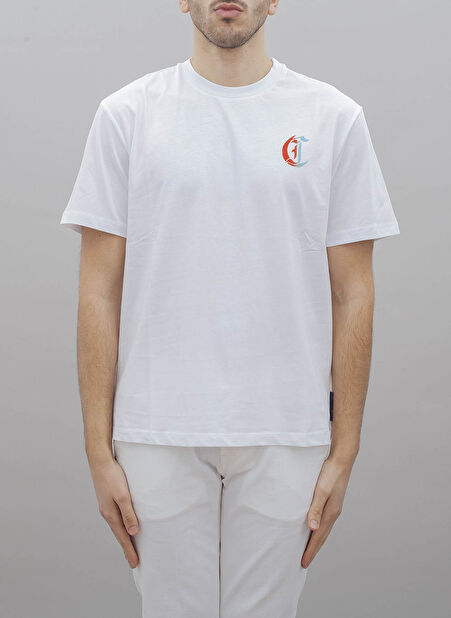 Just Cavalli Bisiklet Yaka Beyaz Erkek T-Shirt 76OAHC02 -1