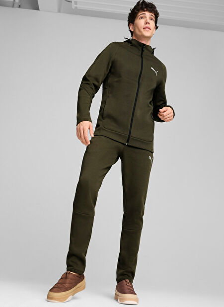 Koyu Yeşil Erkek Fermuarlı Yaka Normal Kalıp Zip Ceket 68170070 EVOSTRIPE Full-Zip Hoodie -1