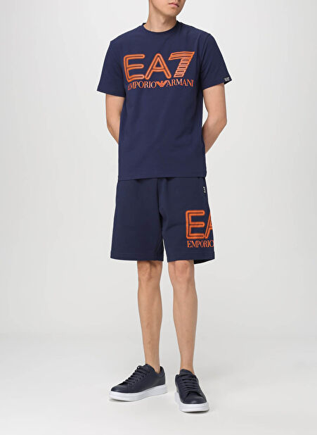 EA7 Bisiklet Yaka Lacivert Erkek T-Shirt 3DPT37PJMUZ -1