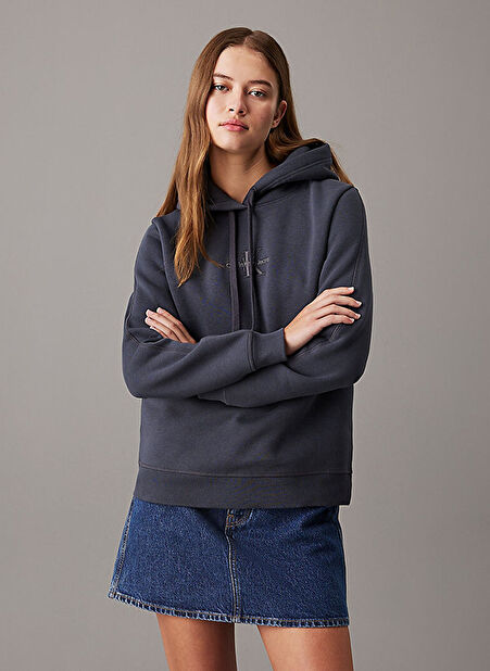 Calvin Klein Jeans Kapüşon Yaka Nakışlı Siyah Kadın Sweatshırt J20J223536BAN -1