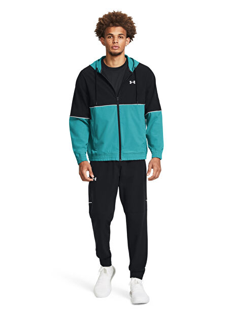 1383401-001 UA Zone Woven Pant Lastikli Bel Normal Kalıp Siyah Erkek Eşofman Altı -1