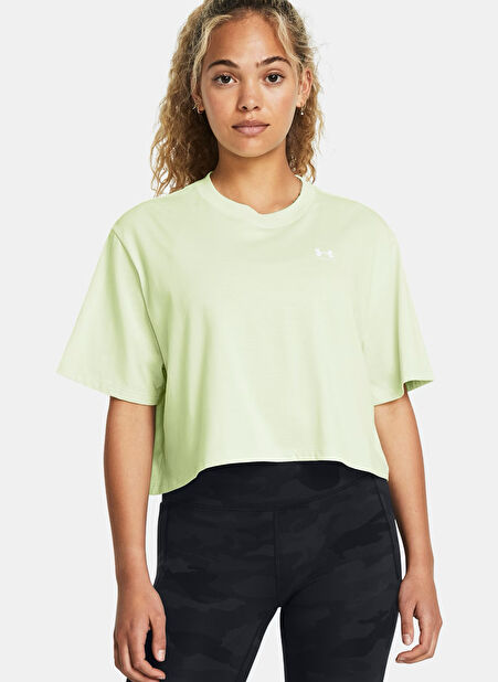 Yeşil Kadın Yuvarlak Yaka Normal Kalıp T-Shirt 1386845-383 UA W BOXY CROP LOGO SS -1