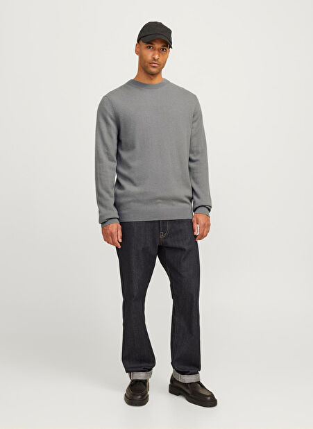 Jack & Jones Bisiklet Yaka Relaxed Gri Erkek Kazak 12257854_RDDBROOKS KNIT CREW NECK L -1