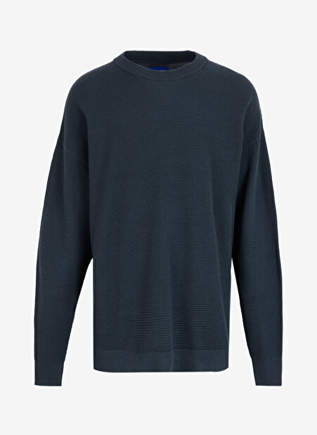 Jack & Jones Bisiklet Yaka Relaxed Koyu Gri Erkek Kazak 12261771_JORSCOTT KNIT CREW NECK -1