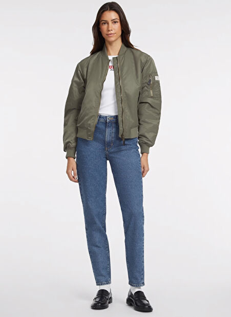 Guess Jeans Bomber Desenli Haki Kadın Ceket GJ BOMBER JKT - RECY NYLON SATIN 16 -1
