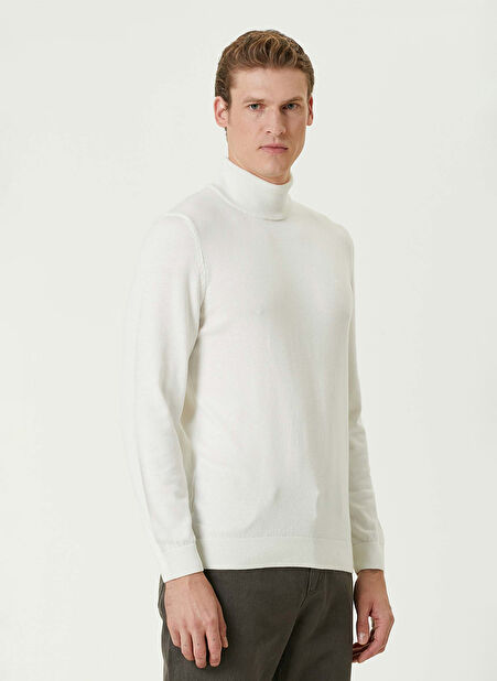 Network Balıkçı Yaka Slim Fit Düz Ekru Erkek Kazak 1091787 -1