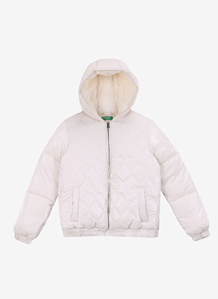 Benetton Krem Kız Çocuk Ceket 27WYCN05A 6R2 -1