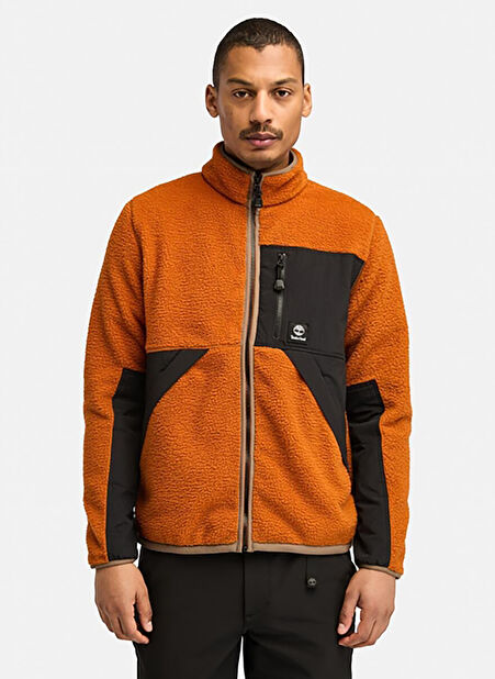 Kahve Erkek Düz Yaka Normal Bel Normal Kalıp Ceket TB0A62EB8881_Sherpa Fleece Jacket -1