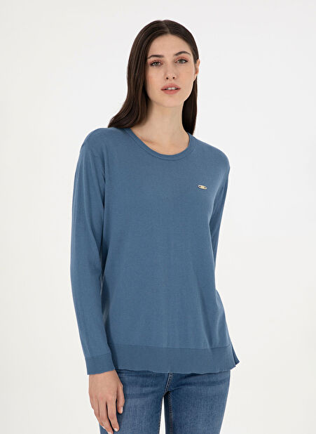 U.S. Polo Assn. Bisiklet Yaka Comfort Fit Koyu Mavi Kazak Kadın ORINA-BSK24 -1