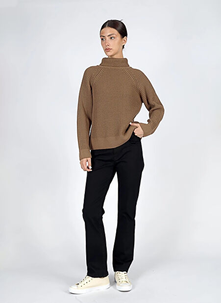 Lee Cooper Balıkçı Yaka Normal Düz Kahve Kazak Kadın 251 LCF 241020 PEARLY KAHVE -1