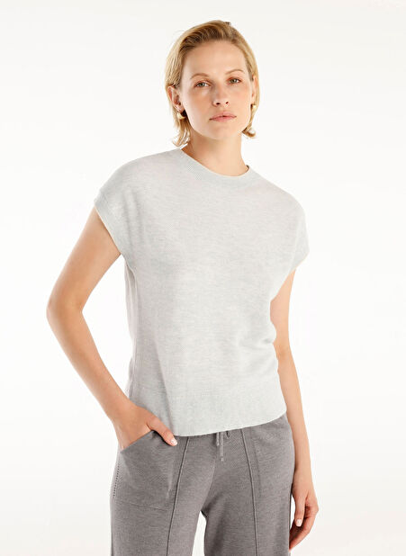 Yargıcı Bisiklet Yaka Regular Fit Düz Açık Mavi Kazak Kadın 24KKTR2038X -1