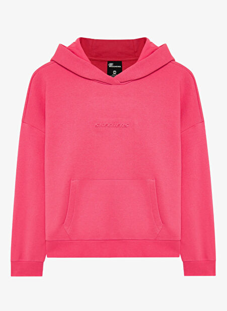 S242111-612 W Essential Hoodie Swea Pembe Kadın Kapüşon Yaka Normal Kalıp Sweatshirt -1