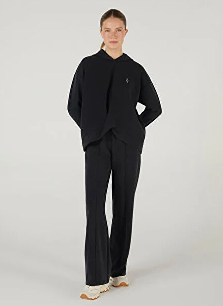 S242151-001 W Soft Touch Hoodie Siyah Kadın Kapüşon Yaka Normal Kalıp Sweatshirt -1