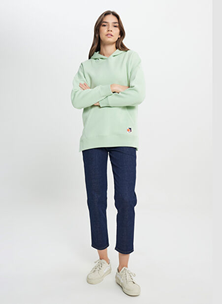 Wrangler Kapüşon Yaka Açık Gri Kadın Sweatshırt W242706032 Light Gray Sweatshirt -1