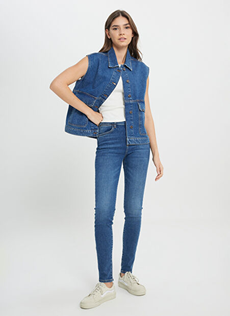Wrangler Mavi Kadın Yelek W242769318 Mid Indigo Dış Giyim -1