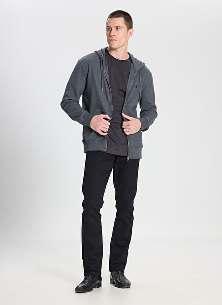 Wrangler Kapüşon Yaka Antrasit Erkek Sweatshırt W242664ANM Antrasit Sweatshirt -1