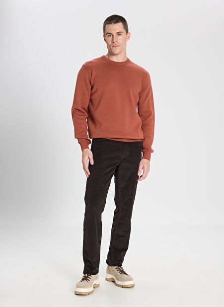 Wrangler Bisiklet Yaka Relaxed Kahve Erkek Kazak W242724220 Kahverengi Kazak -1