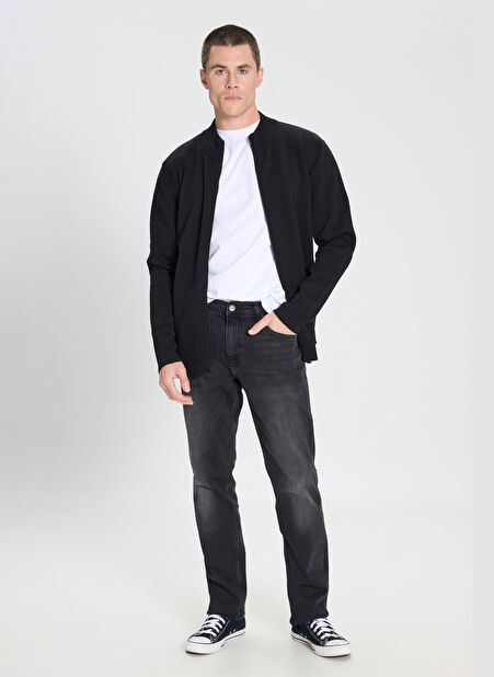 Wrangler Fermuarlı Yaka Relaxed Siyah Erkek Kazak W242725001 Siyah Kazak -1