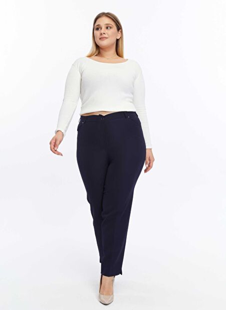 Selen Normal Bel Normal Lacivert Kadın Pantolon 24KSL5328-BB -1