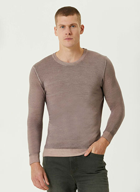 Network Bisiklet Yaka Slim Fit Lila Erkek Kazak 1091736 -1