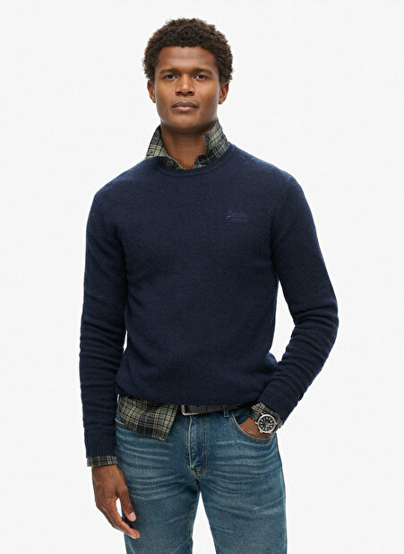 Superdry Bisiklet Yaka Normal Lacivert Erkek Kazak M6110641A5EJ_ESSENTIAL SLIM FIT CRE -1