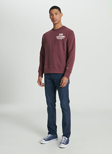 Lee Bisiklet Yaka Bordo Erkek Sweatshırt L232294838 Bordo Regular Sweatshirt -1
