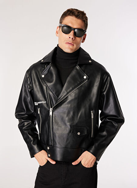 Karl Lagerfeld Jeans Standart Siyah Erkek Ceket 245D1404_KLJ REGULAR FAUX LEATHER J -1