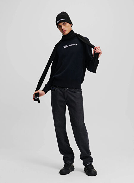 Karl Lagerfeld Jeans Bisiklet Yaka Normal Baskılı Krem Erkek Kazak 241D2000_KLJ LOGO SWEATER -1