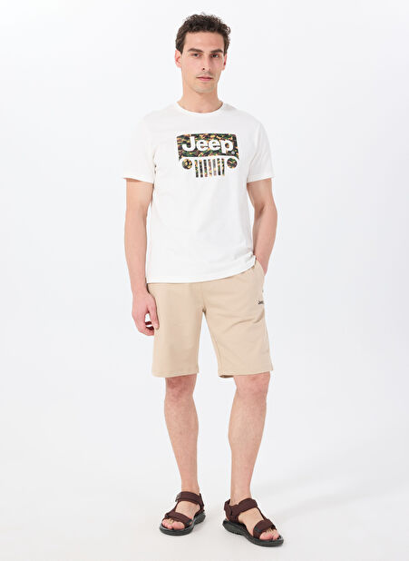 Bej Erkek Basic Düz Sweat Şort J5SM-SHT7252 -1