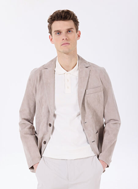 Vizon Erkek Slim Fit %100 Deri Süet Blazer Ceket F5SM-CKT 2924 -1
