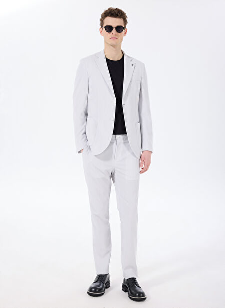Fabrika Normal Bel Slim Fit Gri Erkek Takım Elbise F5SM-TKM 2320 -1