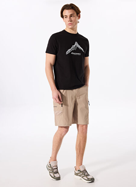 D5SM-SHT3932 Bej Relaxed Fit Baskılı Kargo Şort -1