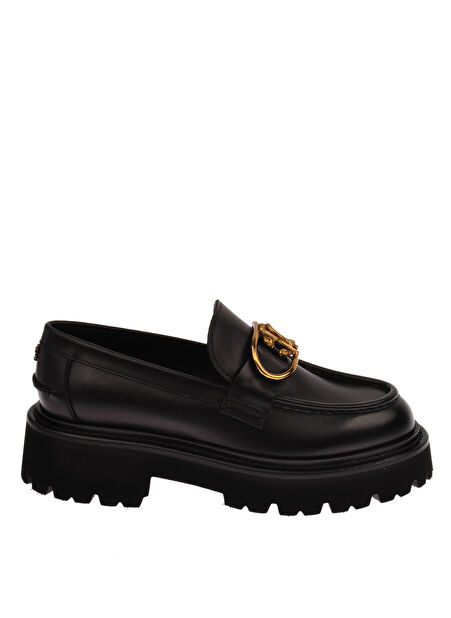 Roberto Cavalli Deri Siyah Kadın Loafer HARRY W -1