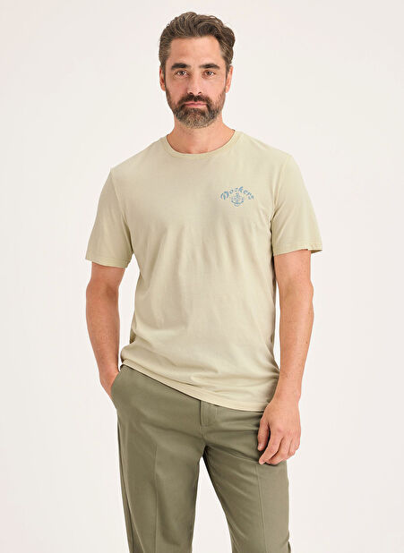 Dockers Bisiklet Yaka Açık Bej Erkek T-Shirt GRAPHIC TEE SLIM -1