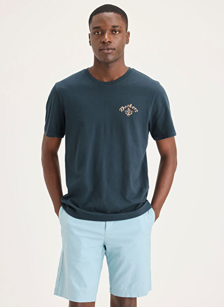 Dockers Bisiklet Yaka Koyu Mavi Erkek T-Shirt GRAPHIC TEE SLIM -1