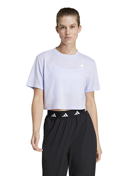 JE6168 WE MIN TEE Mor Yuvarlak Yaka Crop T-Shirt -1