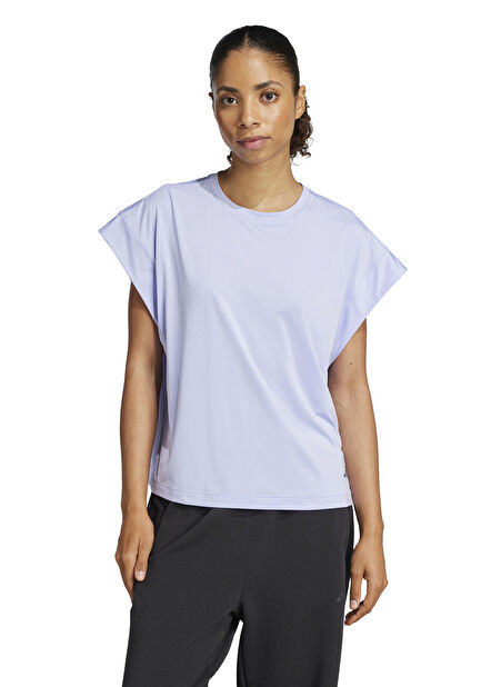 JL7798 YGA T Mor Yuvarlak Yaka Regular Fit Kadın T-Shirt -1
