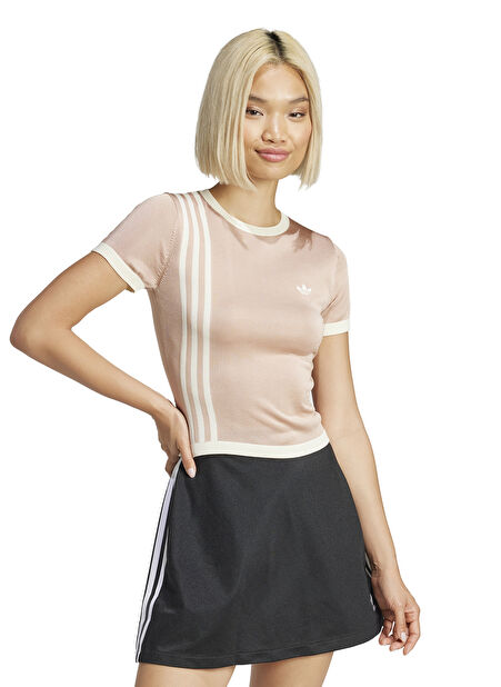 JJ0962 KNITTED 3S TEE Açık Pembe Yuvarlak Yaka Slim Fit T-Shirt -1